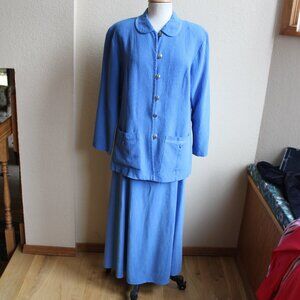 Cynthia Max Vintage 90's Blue Bemberg Rayon Long Skirt Top Outfit Set L
